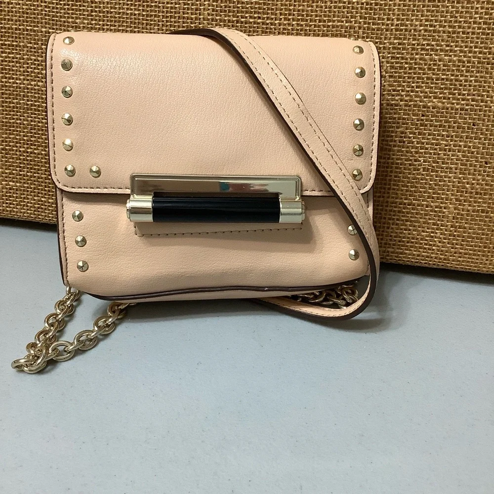 Diane Avon Furstenberg Vintage Gold Studded Leather Crossbody Purse - Picture 8 of 12
